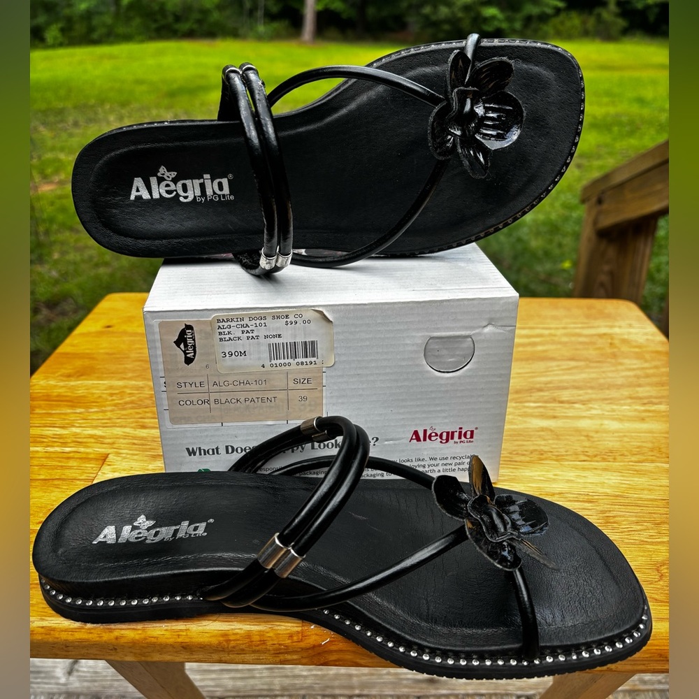 Alegria Black Flower Sandal